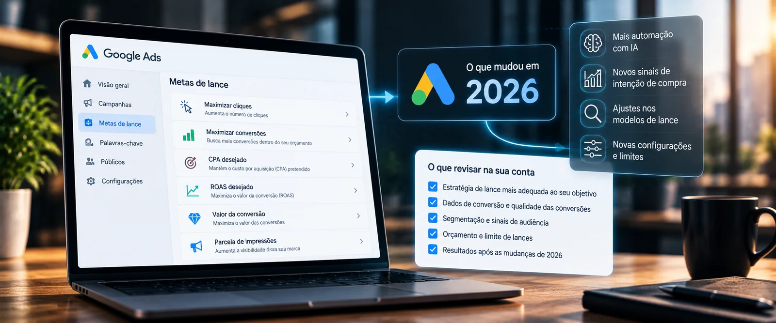 Metas de lance do Google Ads: o que mudou em 2026 e o que revisar