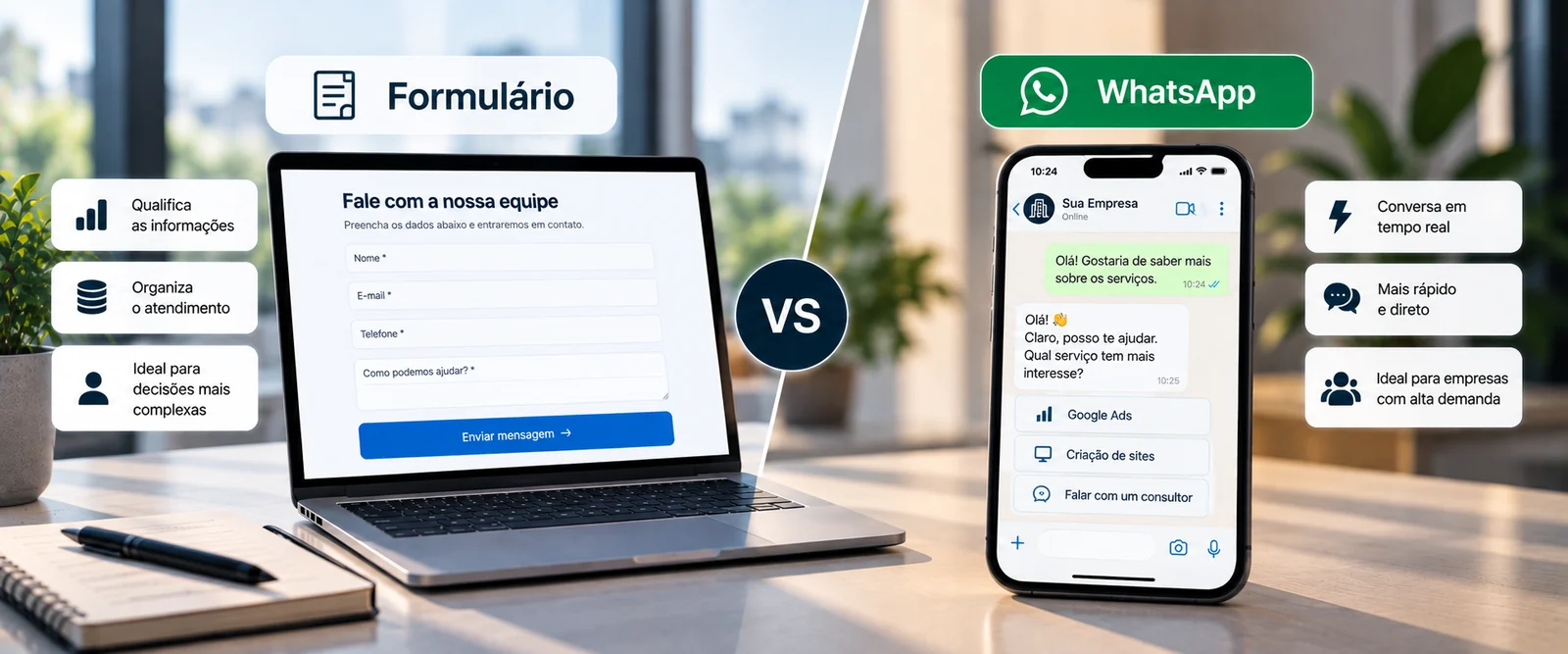 Formulário ou WhatsApp: qual converte melhor para cada tipo de empresa