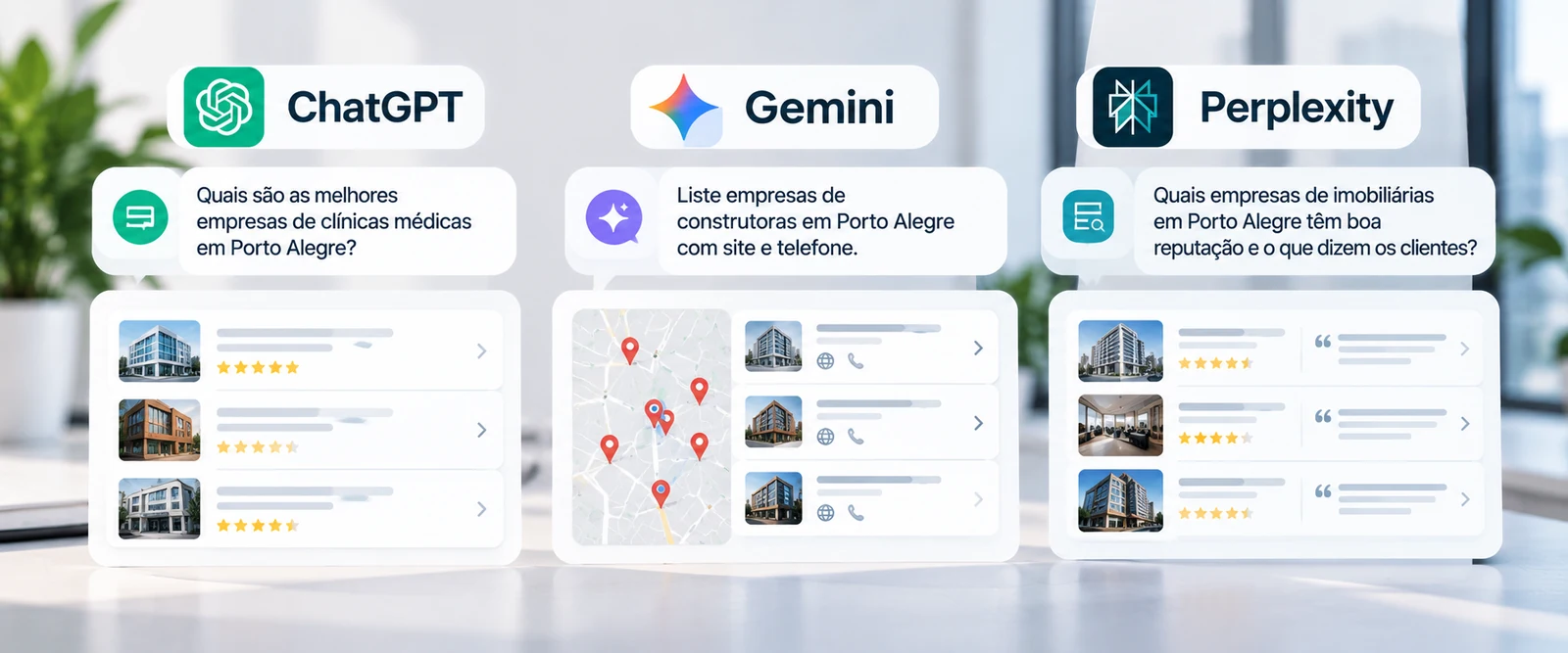 ChatGPT, Gemini e Perplexity: como cada um encontra empresas