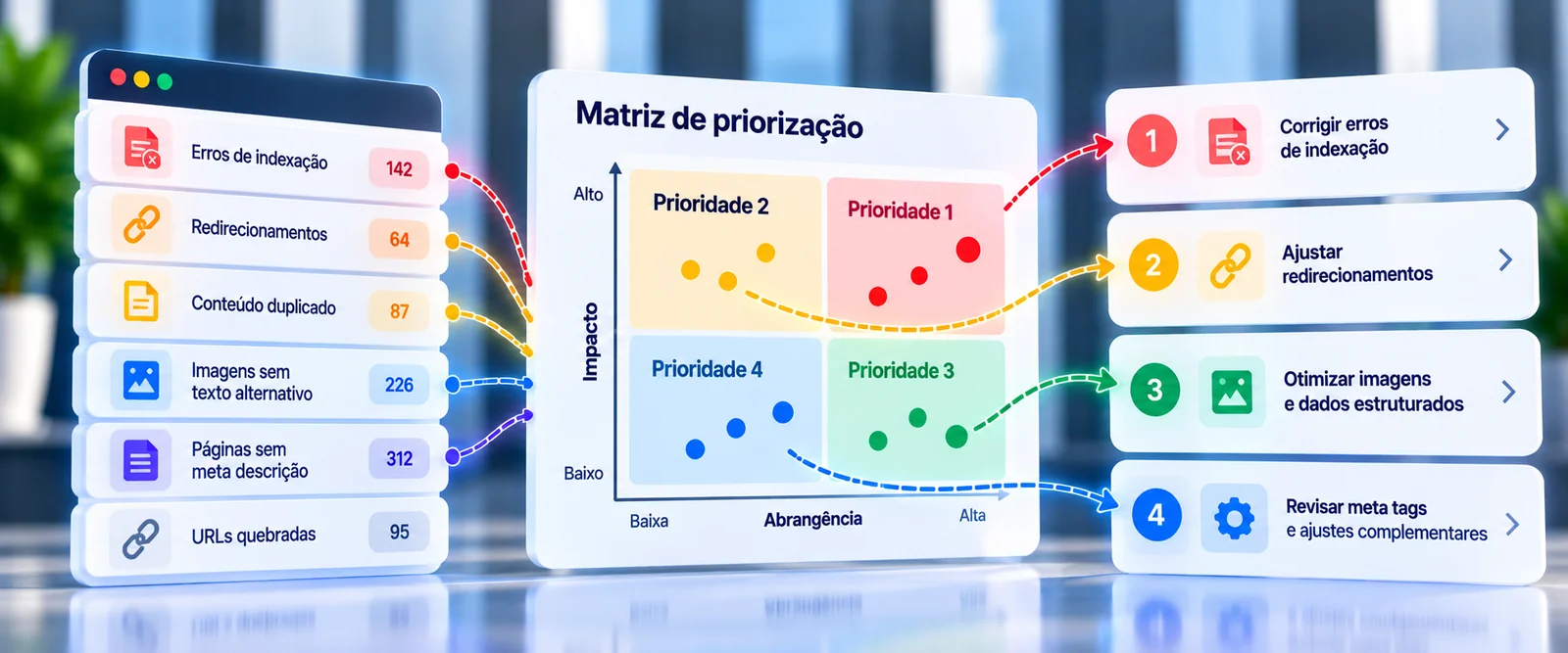 Como priorizar correções técnicas de SEO quando há muitos problemas