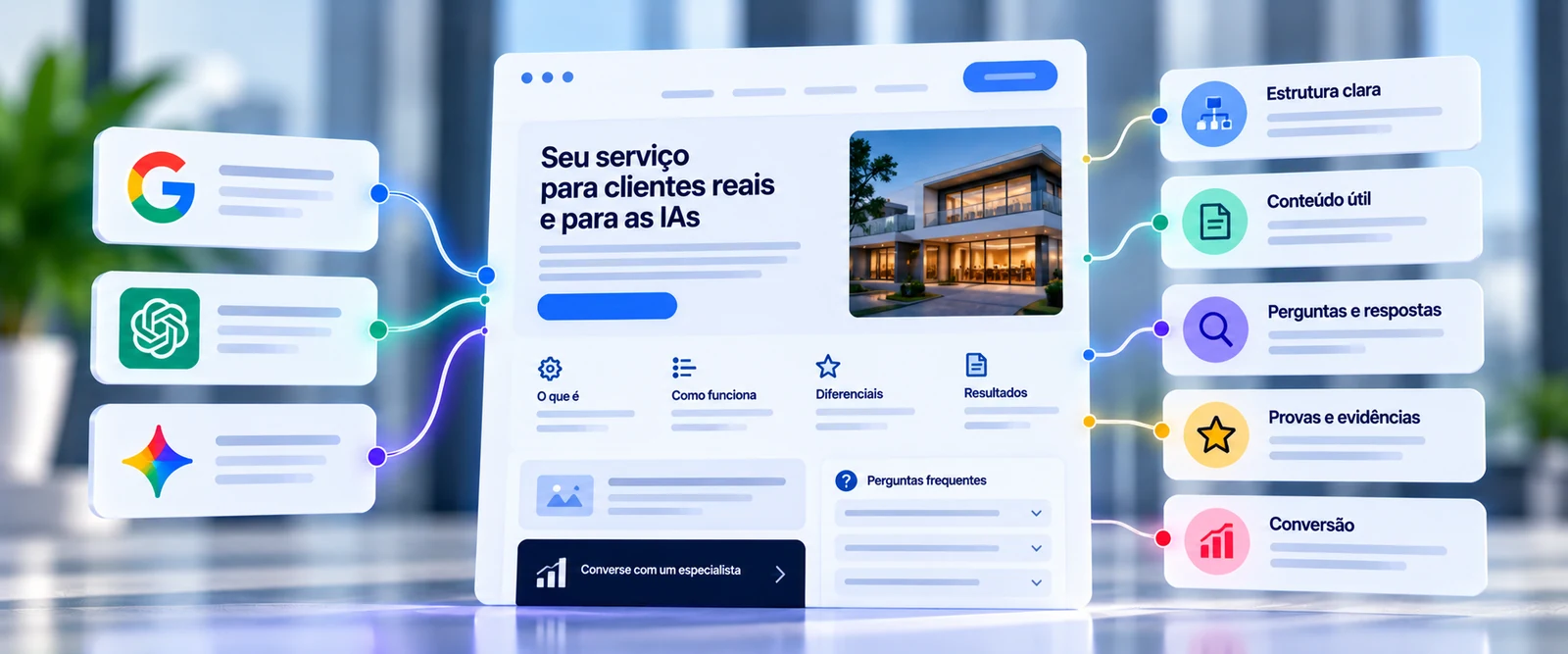 Como criar páginas de serviço úteis para buscas tradicionais e respostas de IA